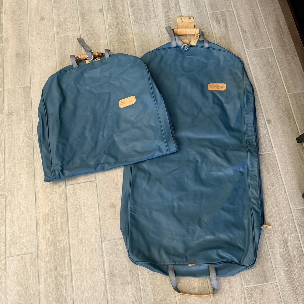Jon Hart Design Coated Canvas Navy Blue Garment Bag Set Travel Luggage OS